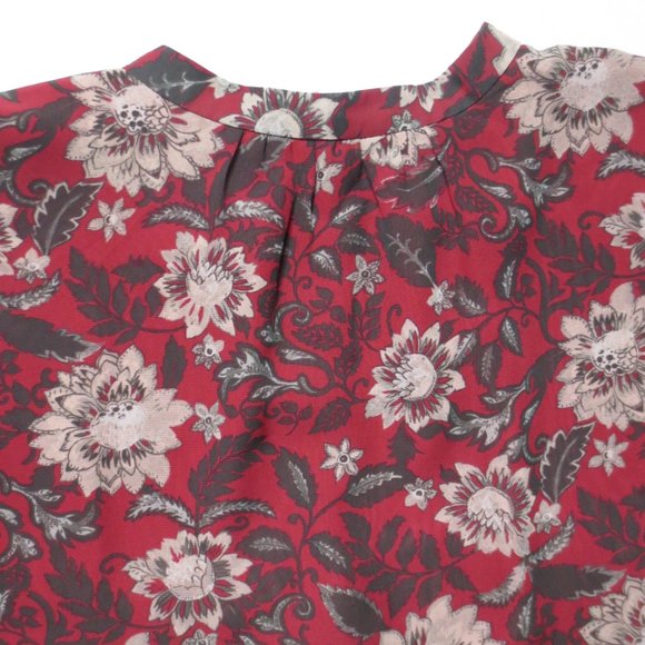 LOFT outlet WOMENS dress MAROON floral PINK sleeveless BURGUNDY shift SIZE XL - Picture 10 of 10